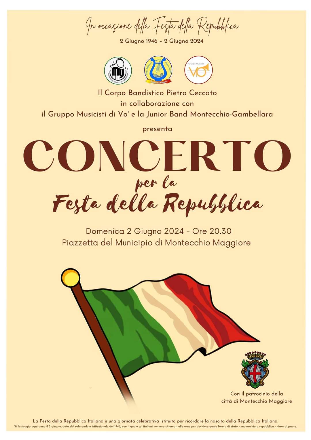 Concerto per la Festa della Repubblica domenica 2 giugno alle 20.30
