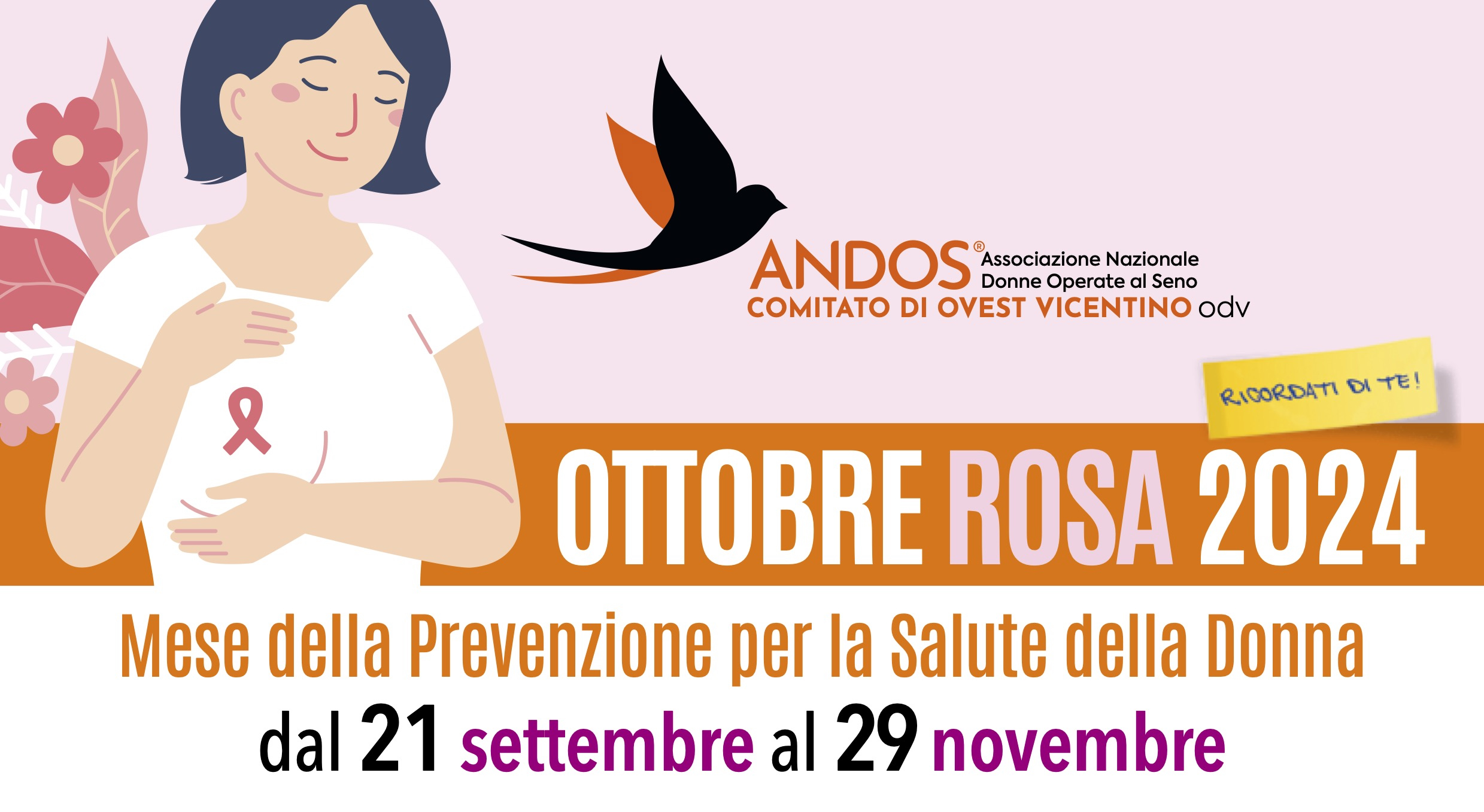 Ottobre Rosa 2024 - Mese della Prevenzione per la Salute della Donna: tutte le iniziative promosse da Andos